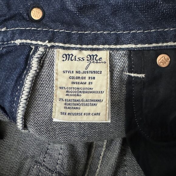 Miss Me Jeans Womens 2 26" Blue Easy Cropped JE5769EC2 Dark Wash Fading Casual - Picture 8 of 9